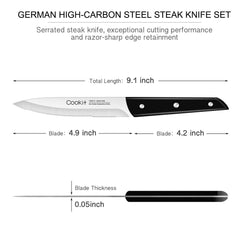 Steak Knife, 8Pcs Steak Knife Set Stainless Steel Serrated Steal Knife Dinner