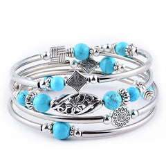 Handmade Turquoise Winding Bracelet for Women