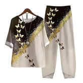 Elegant O Neck Top Pullover & Straight Pants Suit for Women