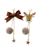 Cute Christmas Elk Dangle Earring For Women Butterfly Knot Star Pendant Drop Earring