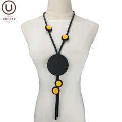 Long Black Necklaces Women Fashion Design Pendant Necklace