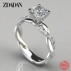 Silver White Cubic Zircon Ring For Women Wedding Jewelry Party Gift