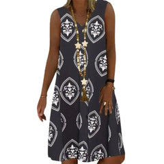 Women's V-Neck Floral, Comfy Stretch, Knee-Length Summer Dress