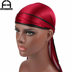 New Fashion Men's Satin Durags Biker Headwear Skull Cap Bandana Men Silky Durag
