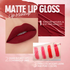 Hot Velvet Matte Nude Lip Gloss  Long Lasting Non-stick Cup Nude Red Liquid Lipstick