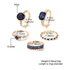 Retro Blue Crystal Ring Female Jewelry Party Premium Gift
