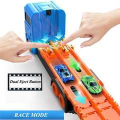 Large Car Transporter Truck Folding Track Racing Vehicle Kids Competitive Games Storage Alloy Car