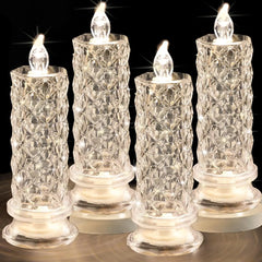 Crystal Candles LED Light Transparent Flameless Battery Power Lantern Night Lamp