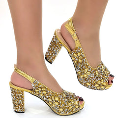 Venus Chan Nigerian Green Color Women's Party High HeelFull Diamond Design
