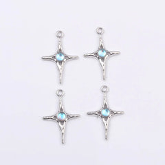 Cross Blue Rainstone Charms Classic Y2k Silver Color Pendants For Making Necklace Handamde DIY Jewelry Findings