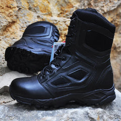 Mens Military Army Boot Genuine Leather Vintage Lace Up Waterproof Safety Shoes