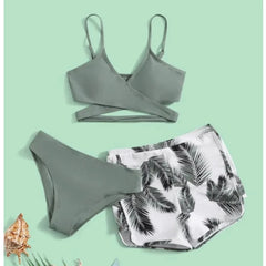 Three-Piece Bikinis  Women's Swimwear Push Up Female Swimsuit Swimming Bathing Suits