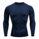 Men’s Workout Clothing Tight Fitting T-shirt Solid Color Long Sleeved Shirt High Elasticity Fitness Compression Jogging Gym Top