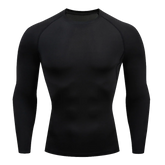 Men’s Workout Clothing Tight Fitting T-shirt Solid Color Long Sleeved Shirt High Elasticity Fitness Compression Jogging Gym Top