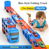 Large Car Transporter Truck Folding Track Racing Vehicle Kids Competitive Games Storage Alloy Car