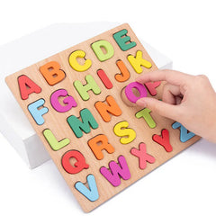 Wooden Puzzle Montessori Toys for Baby Alphabet Number Shape Matching Games