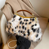 Women Luxury Leopard Faux Fur Wedding Purse