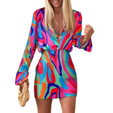 Women Full Long Sleeve Button Shirts Spring Autumn Mini Skirts Set