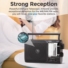 Radio with Best Reception, Transistor Radio, Battery Operated Radio by 3X D Cell Batteries AC Power