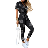 Women's Monochromatic Belt Workwear Jumpsuit