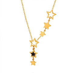 Women High Quality Stainless Steel Gold Plated Chain Black Acrylic Fashion Jewelry