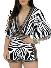 Women's Overalls V-neck Short Sleeve Romper Playsuit