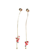 Asymmetric Snowflake Christmas Boot Hat Drop Earrings for Women Moving Santa Claus Long Tassel Earring