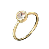 Minimalist Crystal Promise Ring for Women Simple Round Cubic Zirconia Rose Gold Color Accessories