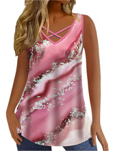 Marble Print Tank Top Casual Criss Cross Sleeveless V Neck Top For Summer & Spring Women Clothing - Xprespick