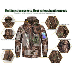 Men's Camouflage Tactical Jacket Silent Waterproof Warm Fleece Hunting Jackets Softshell Outdoor Hiking Fishing Hooded Coat - Xprespick