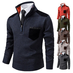 Pullover Men Sweater Cashmere Thick Polo Shirts Korean Half Zipper Cold Blouse Stand Collar Autumn Winter Outerwear Luxury Cloth - Xprespick