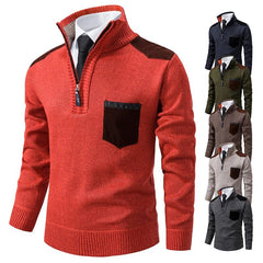 Pullover Men Sweater Cashmere Thick Polo Shirts Korean Half Zipper Cold Blouse Stand Collar Autumn Winter Outerwear Luxury Cloth - Xprespick