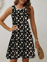 Summer Simple Colorful Floral Print Sleeveless Vest Dress Women Clothing - Xprespick
