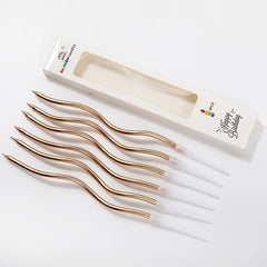 Gold Plated Colorful Birthday cake Candle Bending Colorful 6 piece