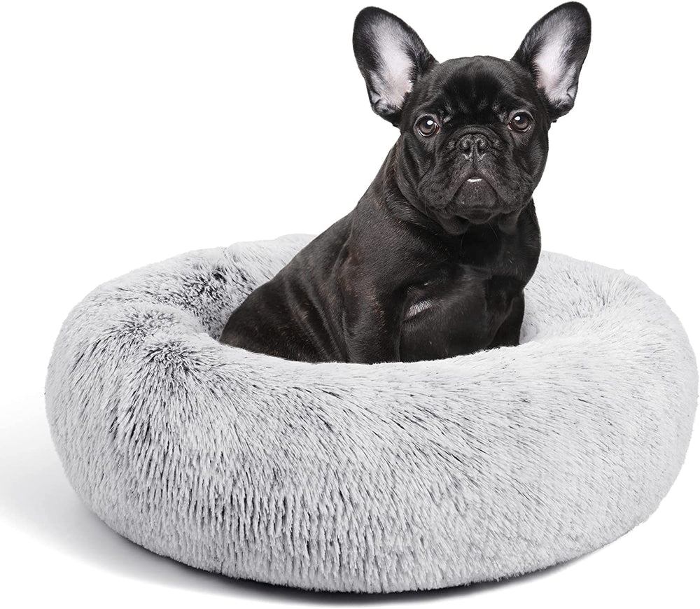 Grey Fluffy Dog and Cat Calming Cushion Bed