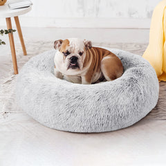 Grey Fluffy Dog and Cat Calming Cushion Bed