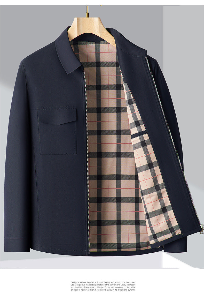 Polo Collar Straight Zipper Coat