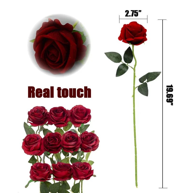 10 - 200PCS Artificial Rose Flower Silk White Rose Realistic Fake Roses with Long Stems for Party Home Wedding Valentine Birthday - Xprespick