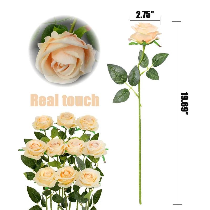 10 - 200PCS Artificial Rose Flower Silk White Rose Realistic Fake Roses with Long Stems for Party Home Wedding Valentine Birthday - Xprespick