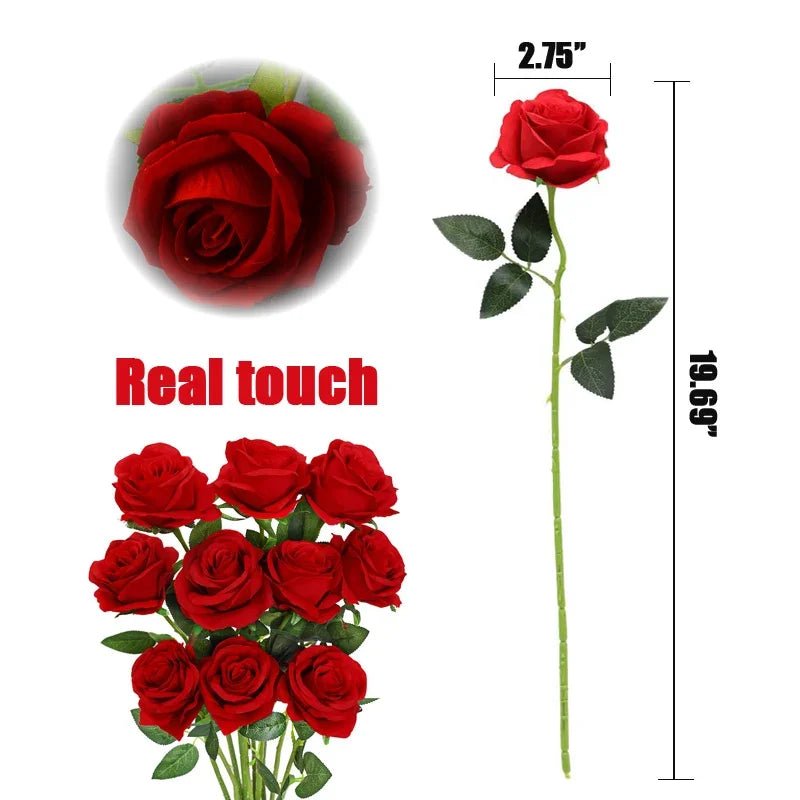 10 - 200PCS Artificial Rose Flower Silk White Rose Realistic Fake Roses with Long Stems for Party Home Wedding Valentine Birthday - Xprespick