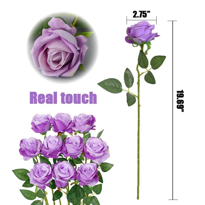 10 - 200PCS Artificial Rose Flower Silk White Rose Realistic Fake Roses with Long Stems for Party Home Wedding Valentine Birthday - Xprespick