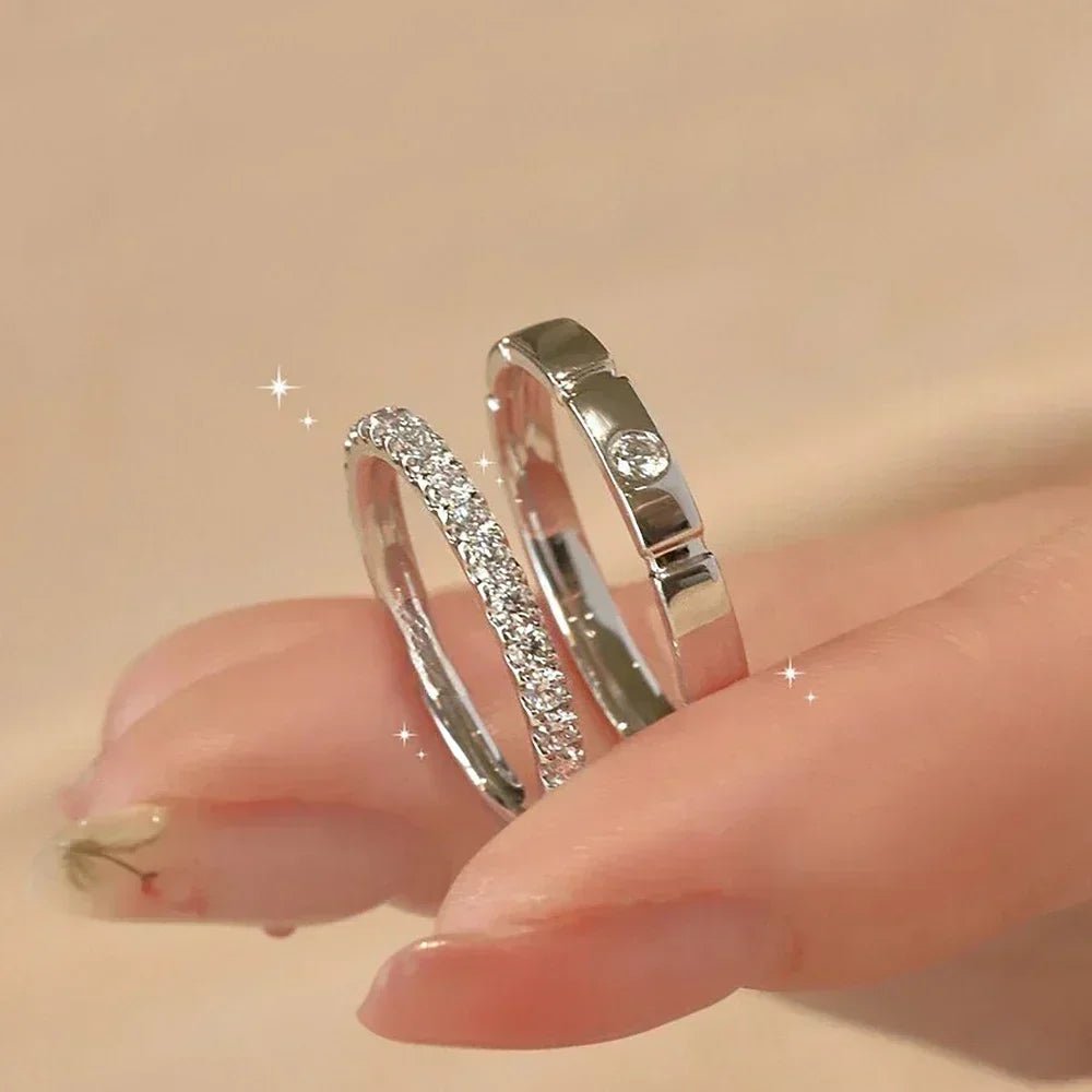 1.5/3mm Full Moissanite Diamond Ring Set for Women Men 100% 925 Sterling Silver Eternity Band Promise Engagement Couple Ring - Xprespick
