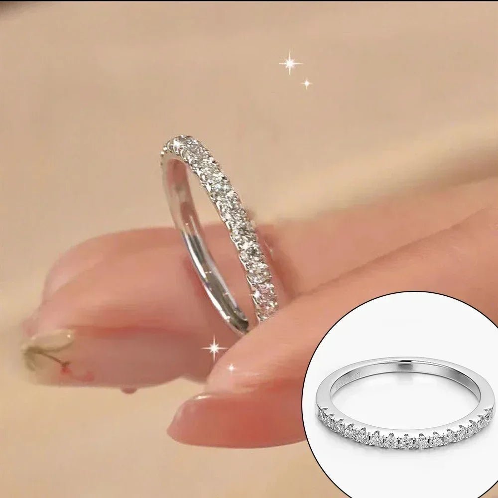 1.5/3mm Full Moissanite Diamond Ring Set for Women Men 100% 925 Sterling Silver Eternity Band Promise Engagement Couple Ring - Xprespick