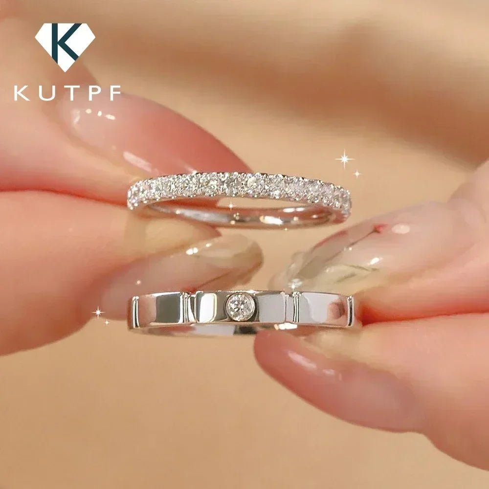 1.5/3mm Full Moissanite Diamond Ring Set for Women Men 100% 925 Sterling Silver Eternity Band Promise Engagement Couple Ring - Xprespick