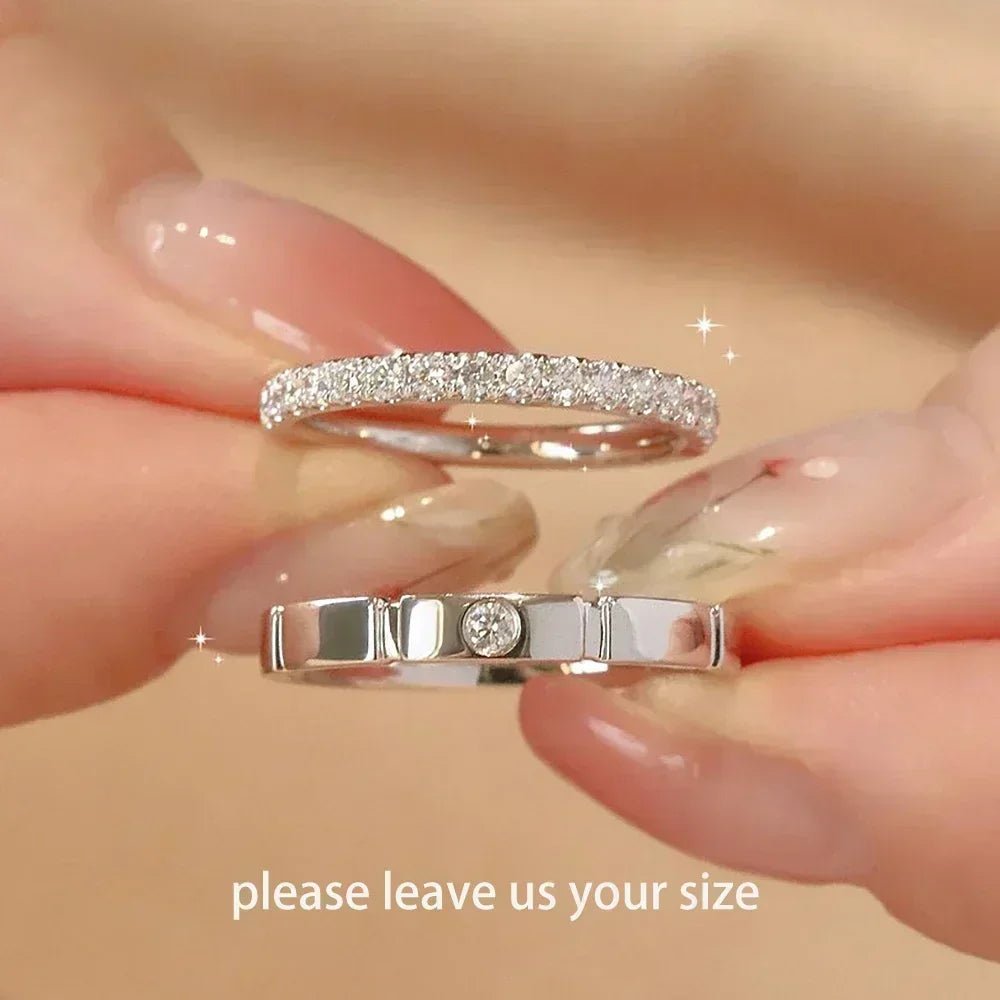 1.5/3mm Full Moissanite Diamond Ring Set for Women Men 100% 925 Sterling Silver Eternity Band Promise Engagement Couple Ring - Xprespick