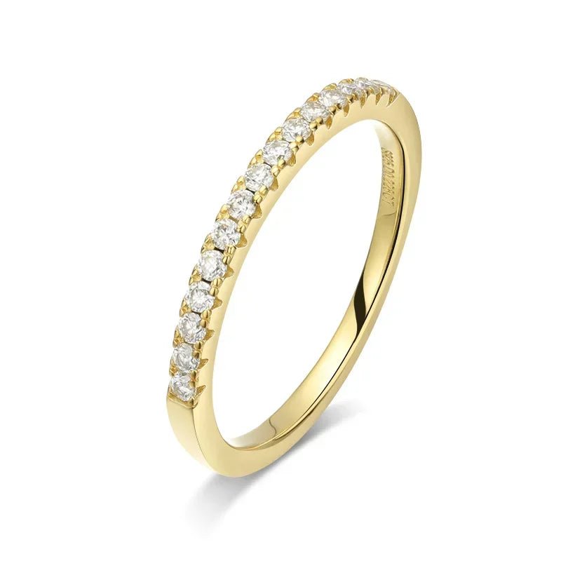 1.5mm Micro Pave Eternity Band All Moissanite Diamond Rings 925 Sterling Silver Plated 18k Gold Half Eternity Ring for Women - Xprespick