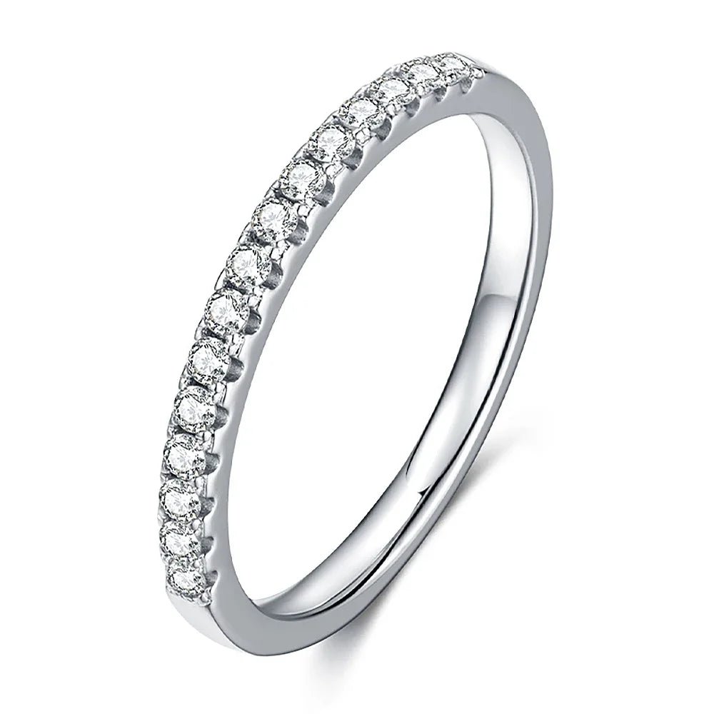 1.5mm Micro Pave Eternity Band All Moissanite Diamond Rings 925 Sterling Silver Plated 18k Gold Half Eternity Ring for Women - Xprespick
