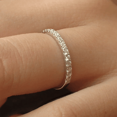 1.5mm Micro Pave Eternity Band All Moissanite Diamond Rings 925 Sterling Silver Plated 18k Gold Half Eternity Ring for Women - Xprespick