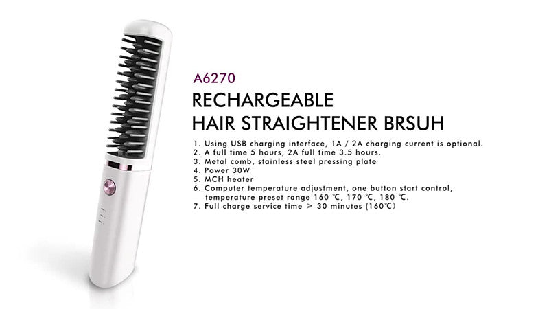Rechargeable Heat Hair Straightener Brsuh