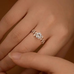 1CT Leaf Moissanite Diamond Engagement Rings with GRA for Women 925 Sterling Silver Plated White Gold Wedding Band Promise Ring - Xprespick